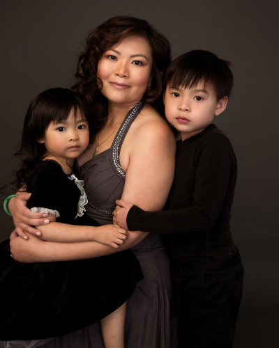 Art portrait of a mother with her kids