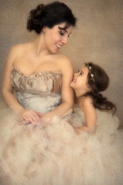 Contemporary portrait of a mother and child